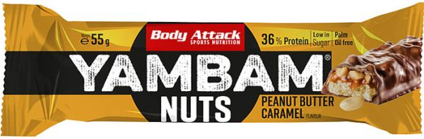 Body Attack YAMBAM Nuts 15 x 55g Riegel - Peanut Butter Caramel