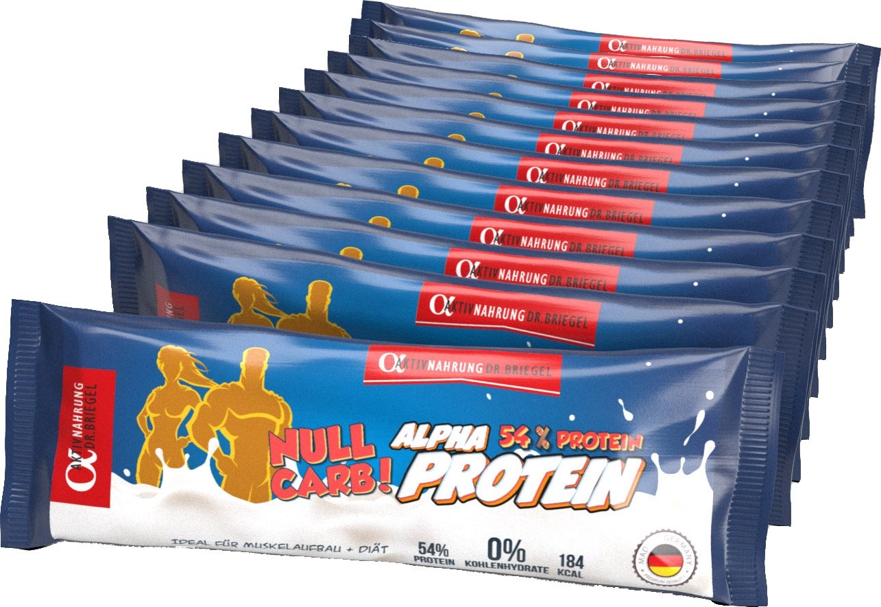 Alpha Aktivnahrung 54% Real Protein Bar 12 x 50g Riegel - Milchreis Zimt