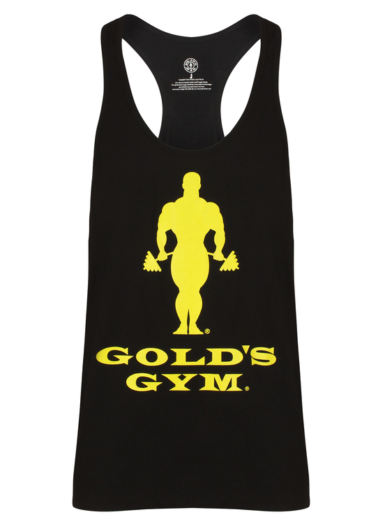 Golds Gym Muscle Joe Slogan Premium Tank - Schwarz Gold