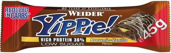 Brownie Vanilla Flavour - Weider Yippie Protein Bar 45g Riegel