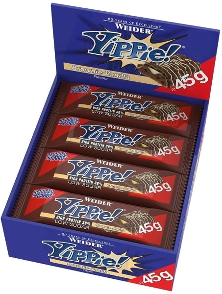 Brownie Vanilla - Weider Yippie! Protein Bar - 12 x 45g Riegel