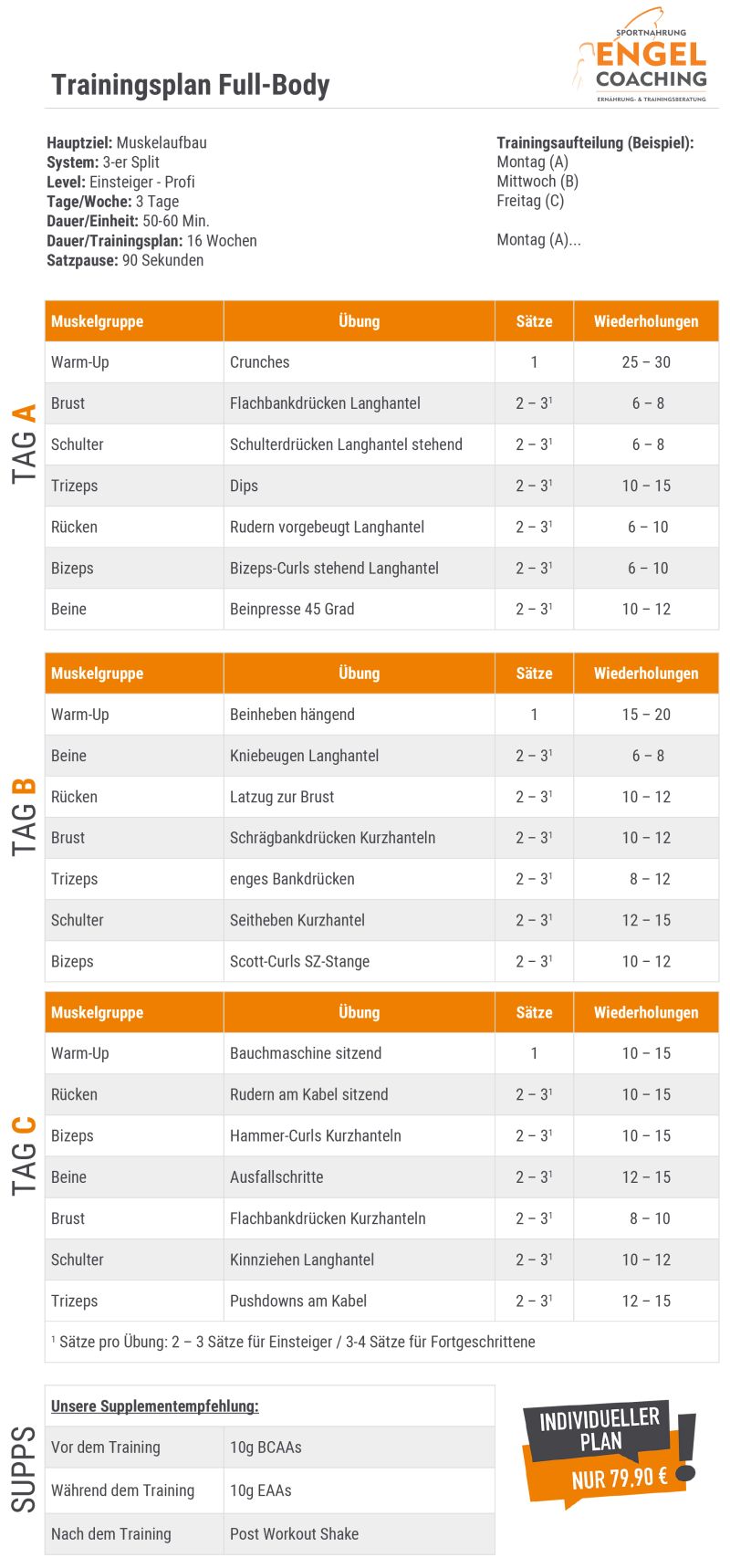 Full Body Trainingsplan zum Muskelaufbau Full Body Trainingsplan zum Muskelaufbau